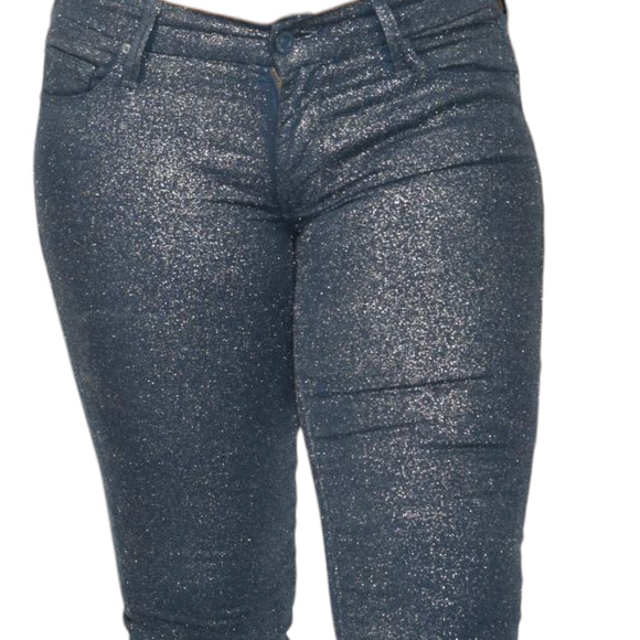 Mother Looker Jean Blue Denim Shimmer Glimmer Skinny Low Rise Stretch Sparkle 26 - Picture 4 of 14